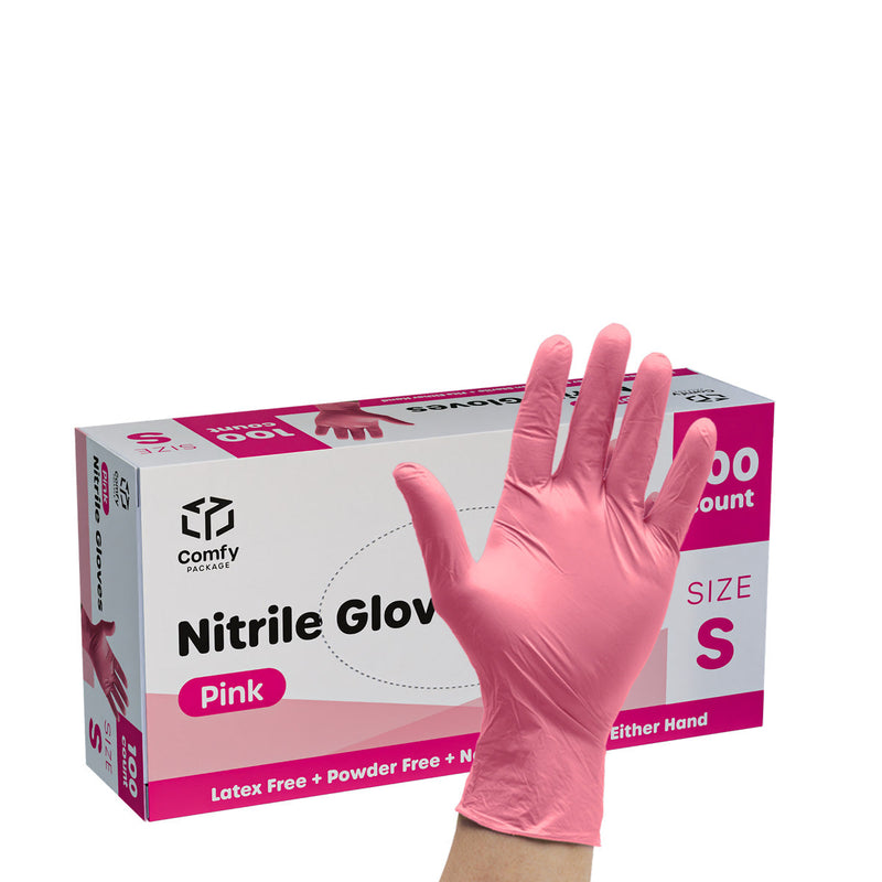 [Case of 1000] Pink Nitrile Disposable Gloves - Latex Free and Rubber Free | Non-Sterile Powder Free Gloves - Small