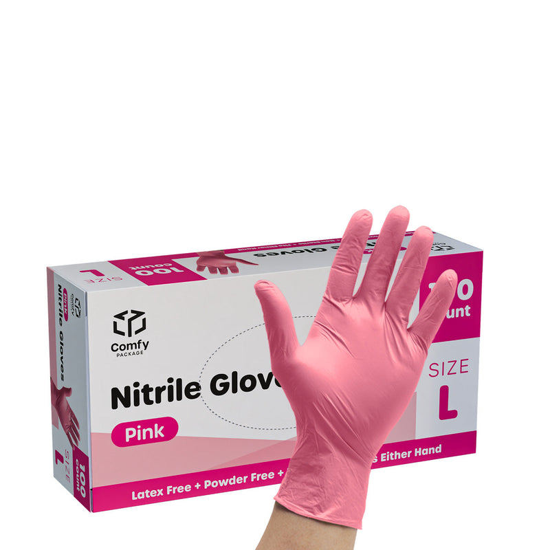 [Case of 1000] Pink Nitrile Disposable Gloves - | Latex Free and Rubber Free | Non-Sterile Powder Free Gloves - Large…