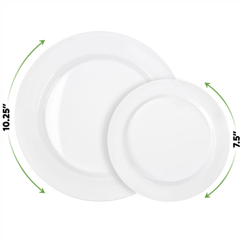 [Case of 240] Combo White Plastic Plates - Premium Heavy-Duty 120 Disposable 10.25" Dinner Party Plates and 120 Disposable 7.5" Salad Plates……