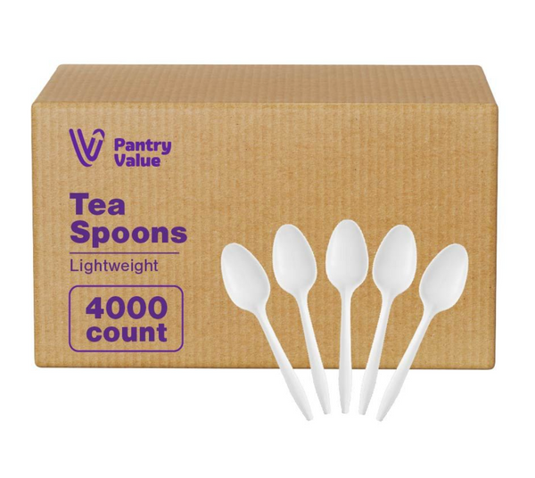[Case of 4000] Light-Weight White Disposable Plastic Tea Spoons