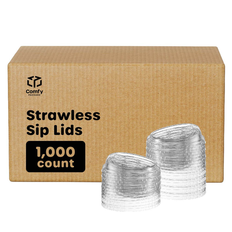 Comfy Package [100 Count] Crystal Clear Strawless PET Plastic Lids for 12, 16, 20 & 24 oz. Milkshake Cups