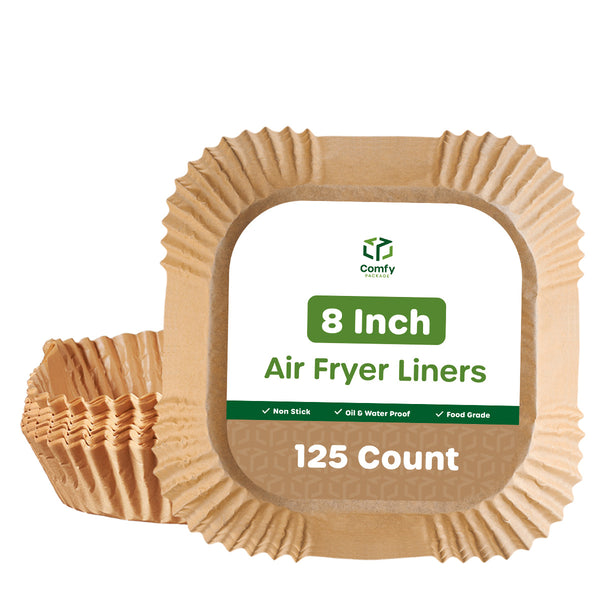 [125 Count] 7.9 Inch Disposable Round Air Fryer Liners, Non-Stick Parchment  Paper Liners, Waterproof, Oil Resistance - Kraft