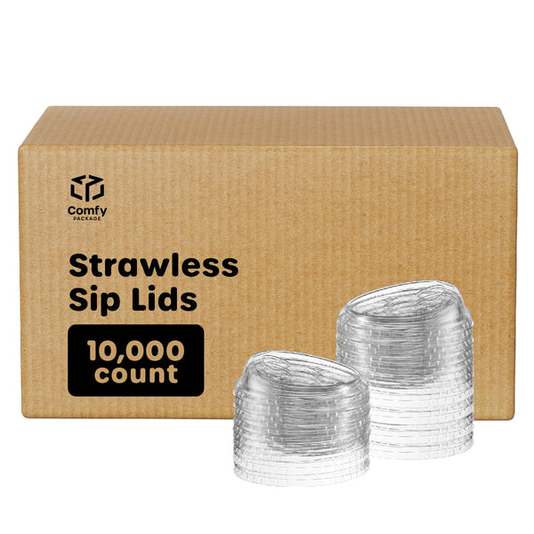 [Case of 1000] Crystal Clear Strawless PET Plastic Lids for 12, 16, 20 & 24 oz. Milkshake Cups…