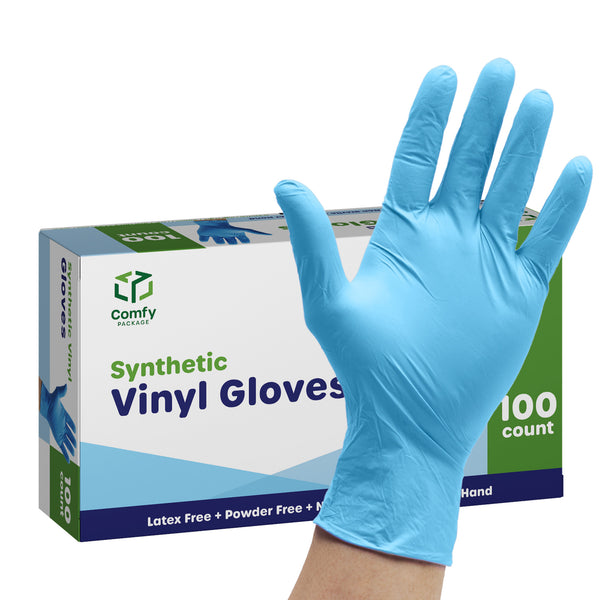 Synthetic Vinyl Blend Disposable Plastic Gloves Powder & Latex Free - Large
