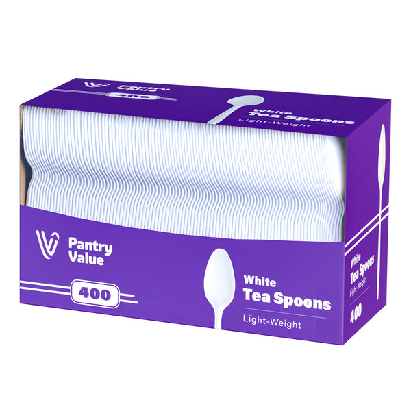 Pantry Value 400 Light-Weight White Disposable Plastic Tea Spoons (Formerly Comfy Package)…