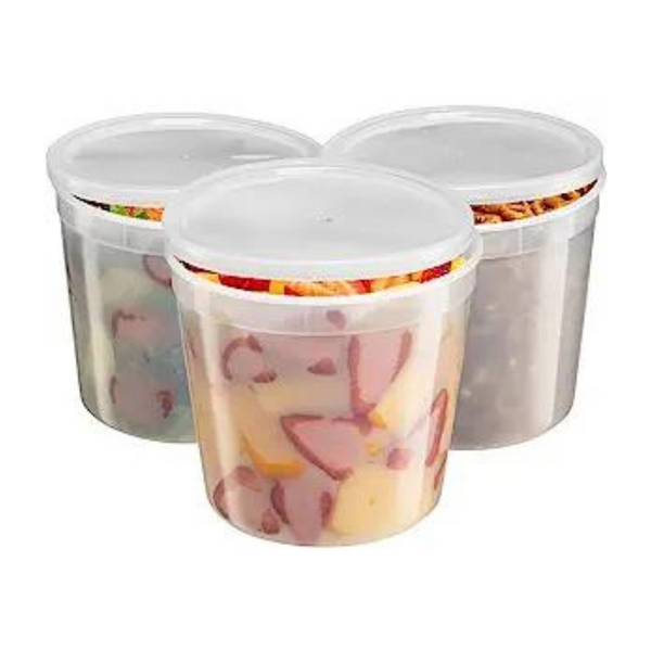 86 oz. Plastic Food Storage Deli Containers With Lids, Ice Cream Bucket & Soup Pail