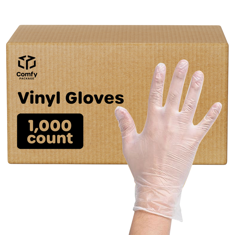 [Case of 1000] Clear Powder Free Vinyl Disposable Plastic Gloves - Small