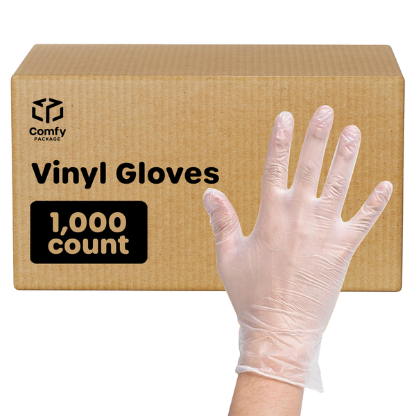 [Case of 1000] Clear Powder Free Vinyl Disposable Plastic Gloves - Medium