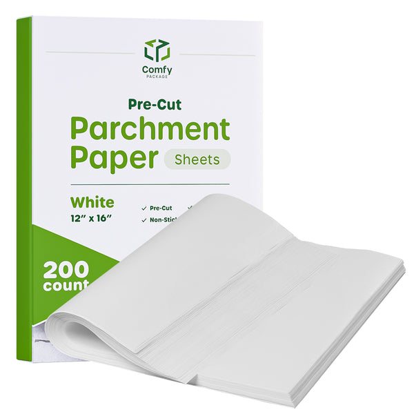12 x 16 Inch - Precut Baking Parchment Paper Sheets Non-Stick Sheets for Baking & Cooking - White