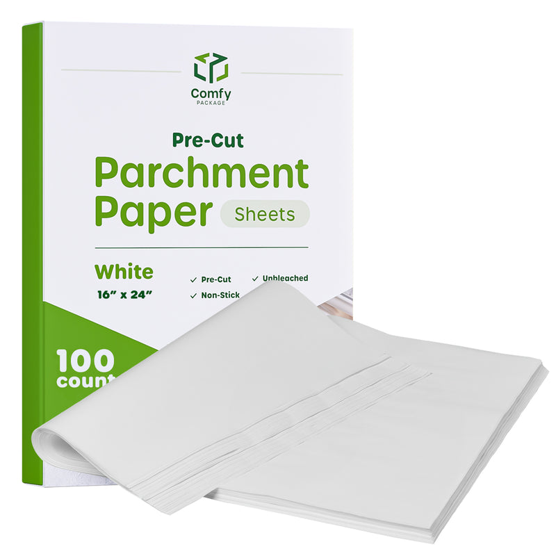 16 x 24 Inch - Precut Baking Parchment Paper Sheets Non-Stick Sheets for Baking & Cooking - White