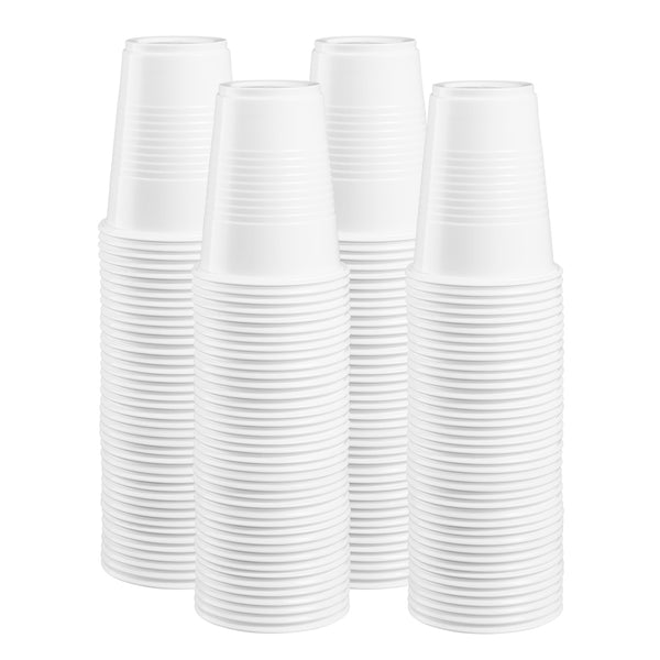 7 oz. White Disposable Plastic Cups - Cold Party Drinking Cups