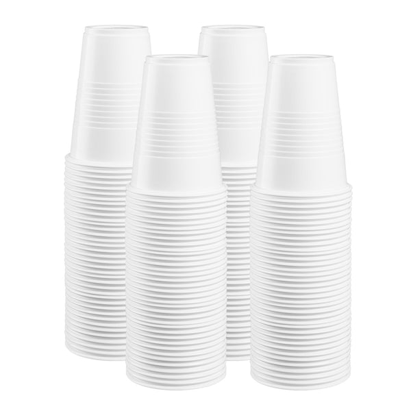 9 oz. White Disposable Plastic Cups - Cold Party Drinking Cups
