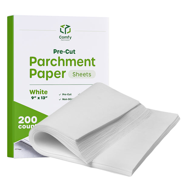 9 x 13 Inch - Precut Baking Parchment Paper Sheets Non-Stick Sheets for Baking & Cooking - White