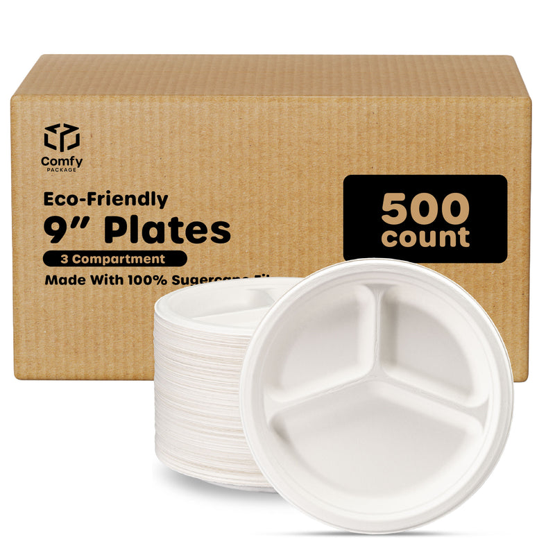 Divided Foam Plates-9 - 3 sections-500 ct/case