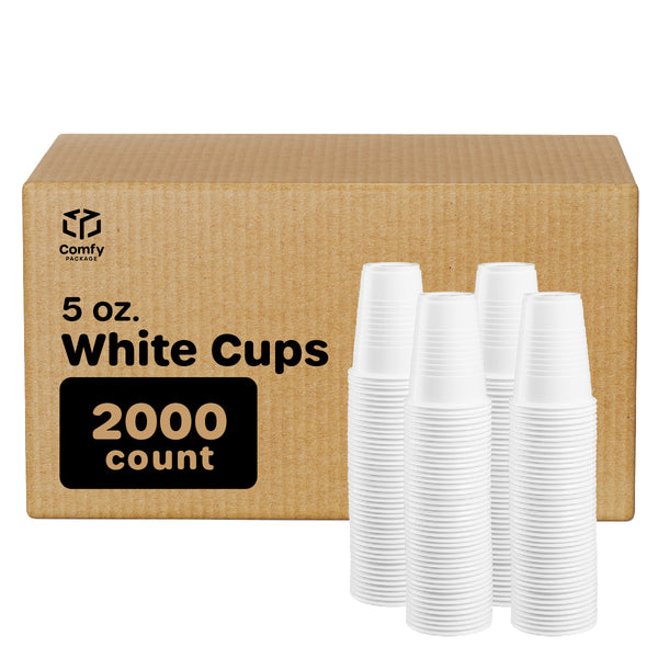 [Case of 2000] 5 oz. White Disposable Plastic Cups - Cold Party Drinking Cups