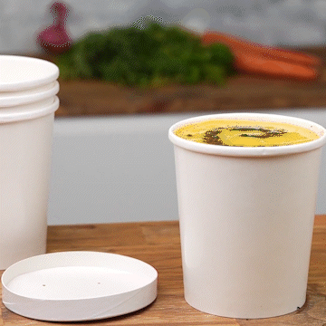 [Case of 250] 16 oz. Paper Food Containers With Vented Lids, To Go Hot Soup Bowls, Disposable Ice Cream Cups, White