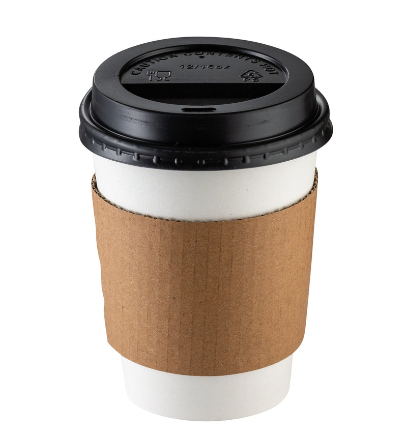 [Case of 300] 12 oz. Disposable Coffee Cups with Lids, Sleeves, Stirrers - To Go Paper Hot Cups