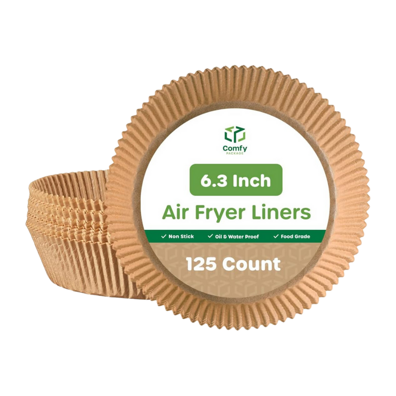 [Case of 2500] 6.3 Inch Disposable Round Air Fryer Liners, Non-Stick Parchment Paper Liners, Waterproof, Oil Resistance - Kraft