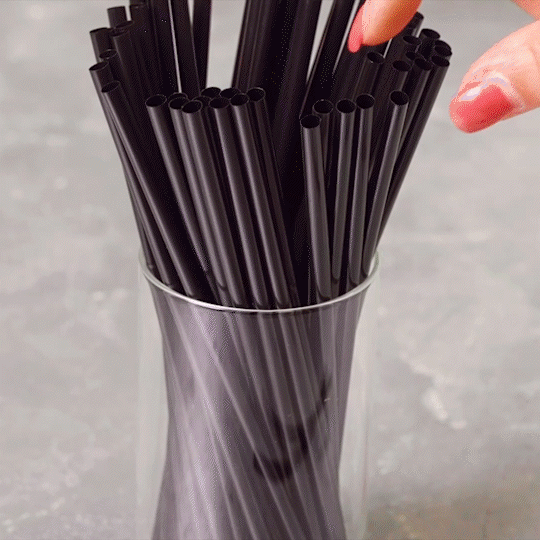 [Case of 10000] Disposable Plastic Drinking Straws - 7.75" High - Black