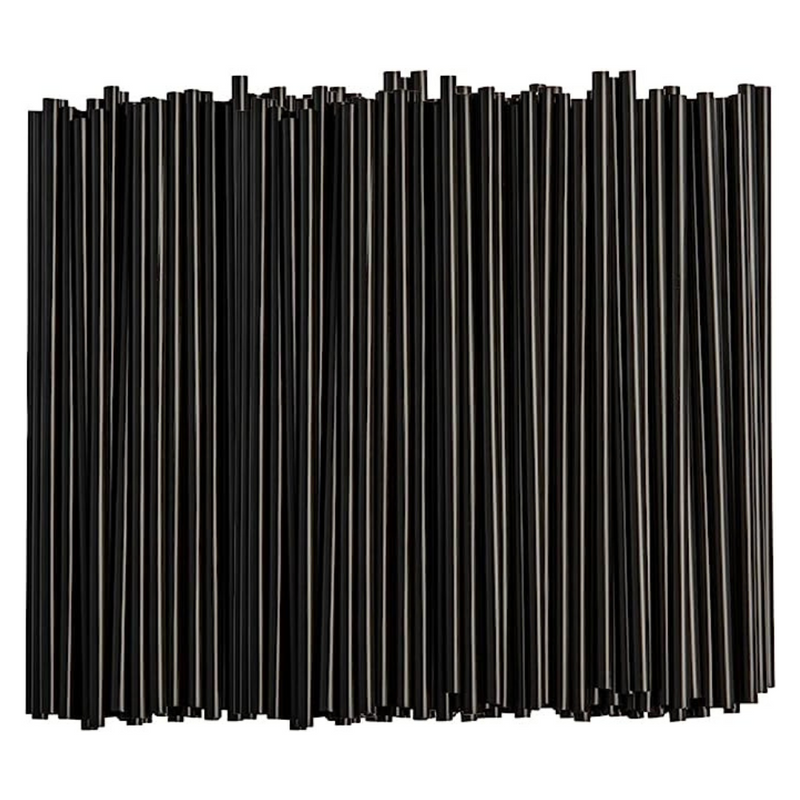 Disposable Plastic Drinking Straws - 7.75" High - Black