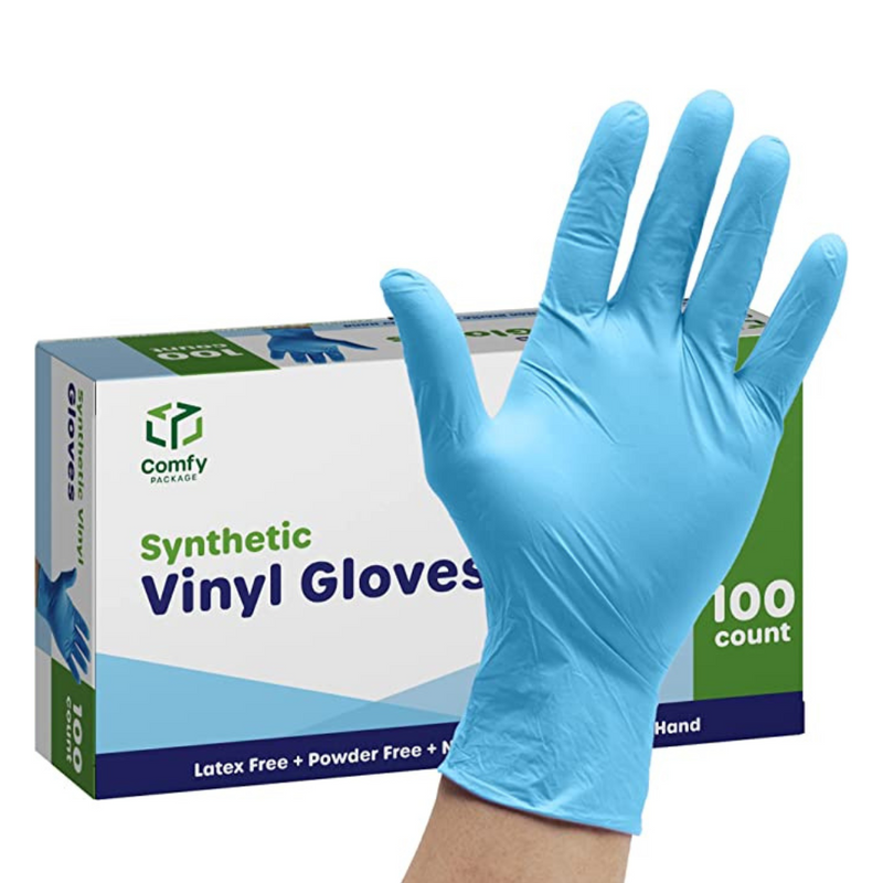 Synthetic Vinyl Blend Disposable Plastic Gloves Powder & Latex Free - X-Large