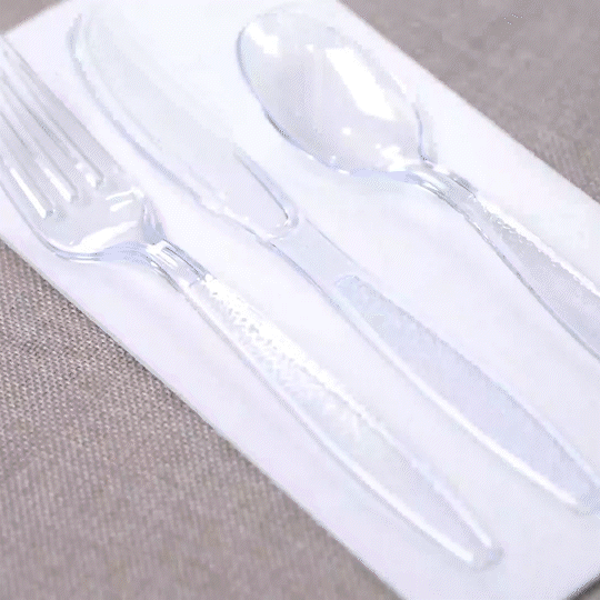 [Case of 1440] Clear Heavyweight Disposable Plastic Cutlery Combo Box