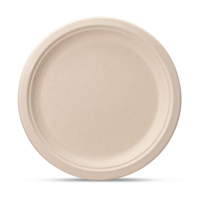 [Case of 500] 100% Compostable 10 Inch Heavy-Duty Plates Eco-Friendly Disposable Sugarcane Paper Plates - Brown Unbleached