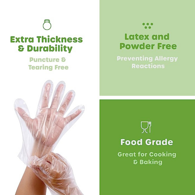 [Case of 10000] Disposable Poly Plastic Gloves for Cooking, Food Prep and Food Service | Latex & Powder Free - One Size Fits Most