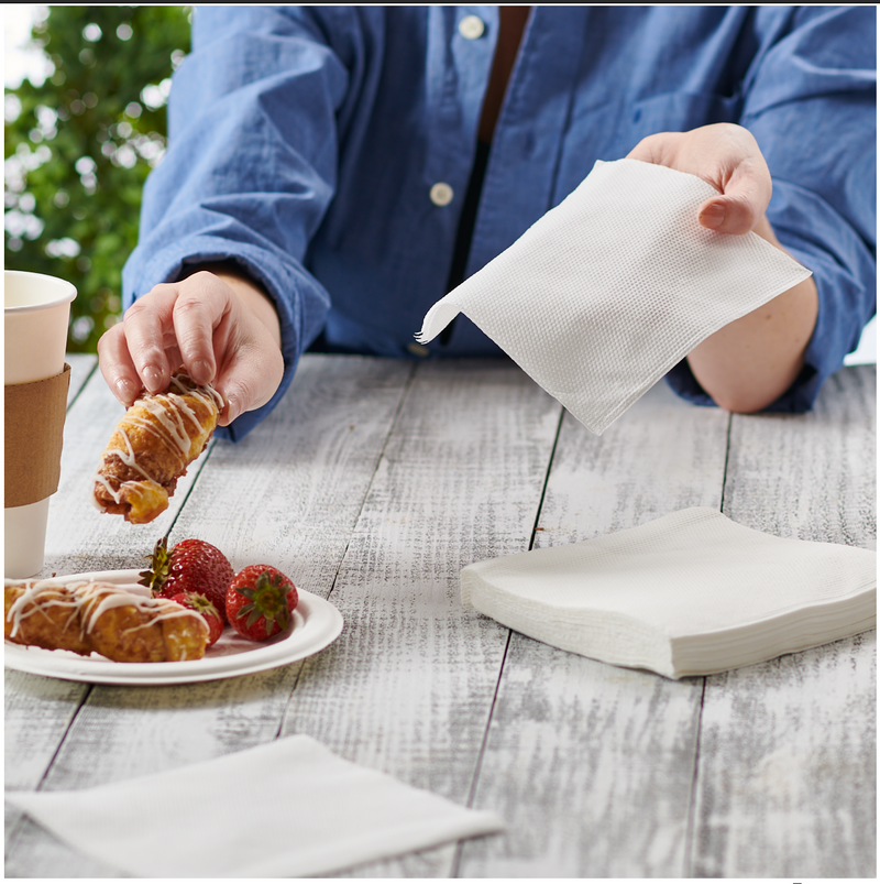 1-ply White Lunch Napkins - 12x12 Disposable Absorbent Paper Napkins for Everyday use, Events, Parties