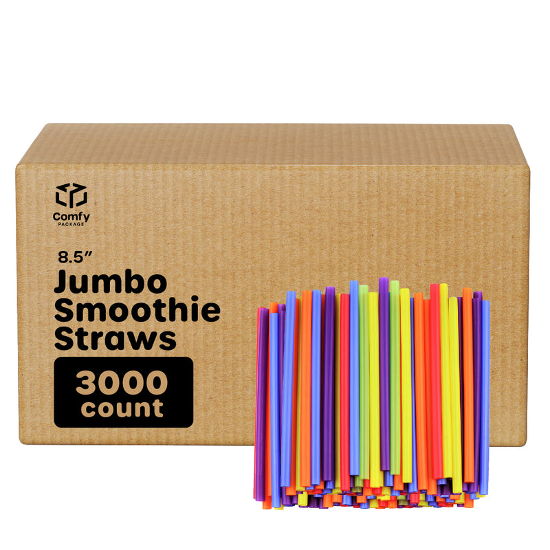 [Case of 3000] Jumbo Smoothie Straws - 8.5" High - Assorted Colors