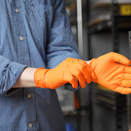 [Case of 1000] 8 Mil Disposable Orange Nitrile Heavy-Duty Gloves, Industrial, Diamond Texture - Medium