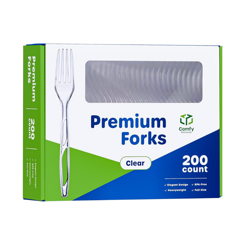 Premium Heavyweight Disposable Clear Plastic Forks