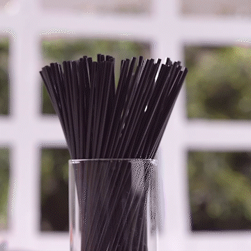 7 Inch Plastic Sip Stirrers/Straws - Disposable Stir Sticks for Coffee & Cocktail - Black