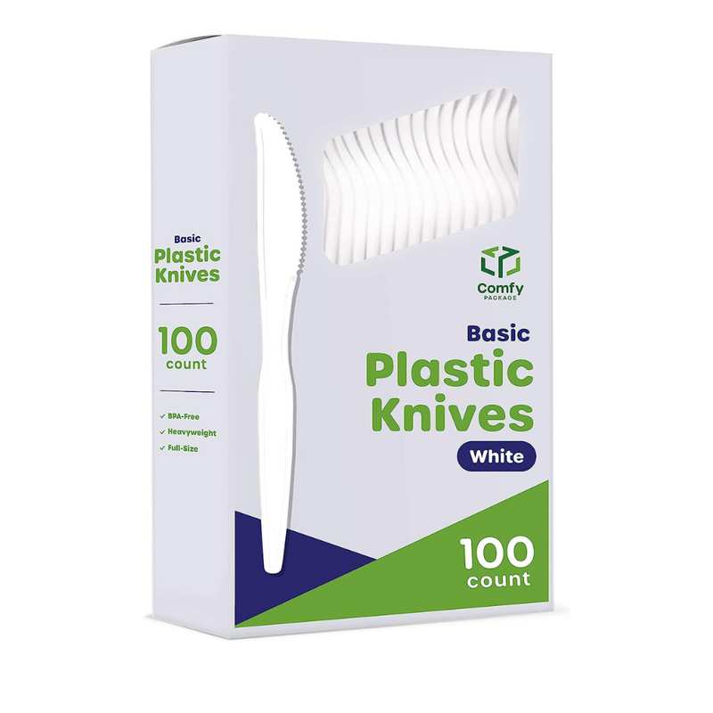 Heavy Duty Disposable Basic Plastic Knives - White