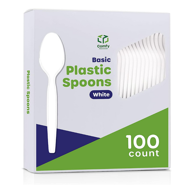 Heavy Duty Disposable Basic Plastic Spoons - White Teaspoons