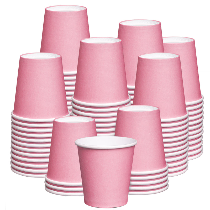 3 oz. Small Paper Cups, Disposable Mini Bathroom Mouthwash Cups - Pink