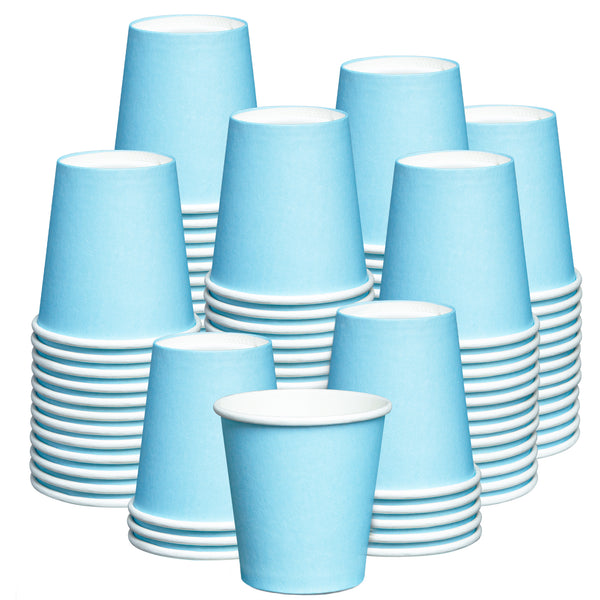 3 oz. Small Paper Cups, Disposable Mini Bathroom Mouthwash Cups - Blue