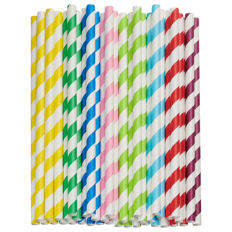 Jumbo Paper Smoothie Straws,100% Biodegradable - Assorted Colors
