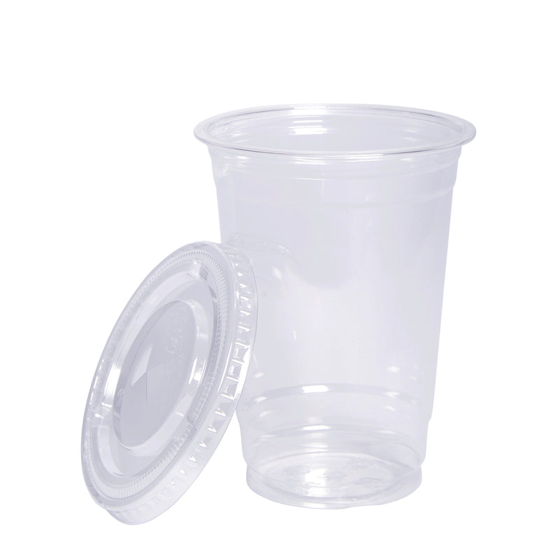 [10 oz.] Crystal Clear Plastic Cups With Flat Lids