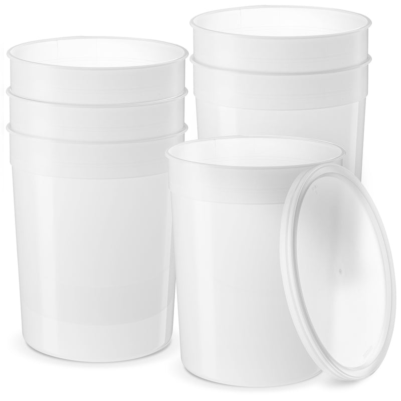 [10 Sets] 86 oz. Disposable Plastic Food Storage Deli Containers with Lids, Ice Cream Bucket & Soup Pail