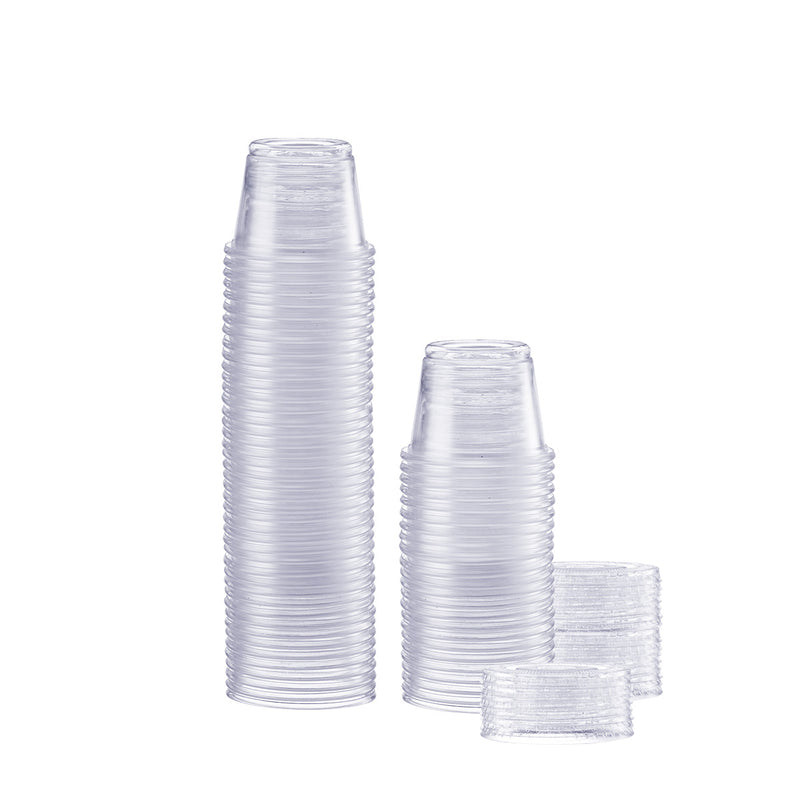 1 oz. Plastic Disposable Portion Cups With Lids - Souffle Cups