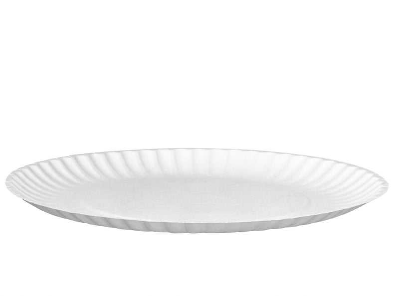 [Case of] Disposable White Uncoated Paper Plates 9 Inch Large