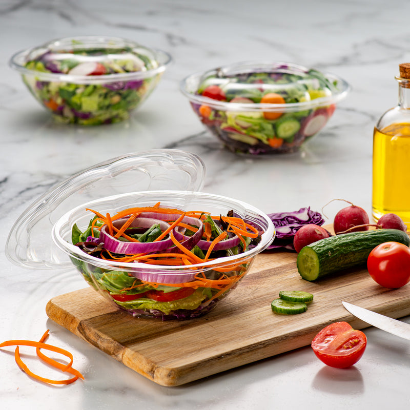 24oz Salad Bowls To-Go with Lids (150 Count) - Clear Plastic Disposable