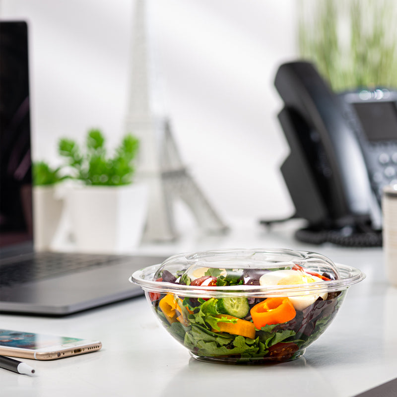 24 oz. Plastic Salad Bowls To-Go With Airtight Lids