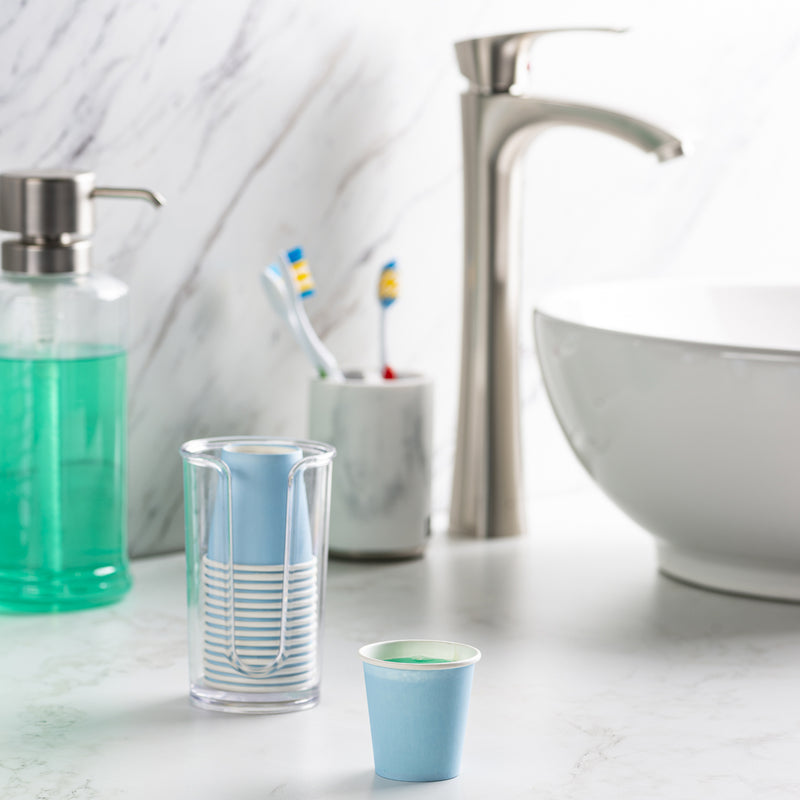 3 oz. Small Paper Cups, Disposable Mini Bathroom Mouthwash Cups - Blue