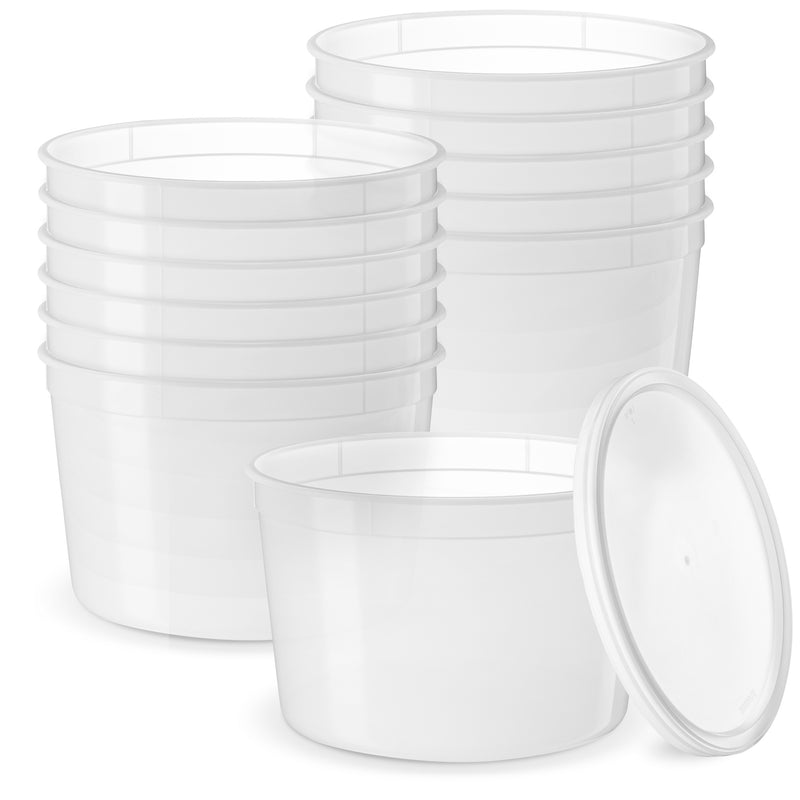 Comfy Package 24 Sets 64 oz Plastic Food Storage Deli Containers with Lids Ice Cream Bucket & Soup Pail