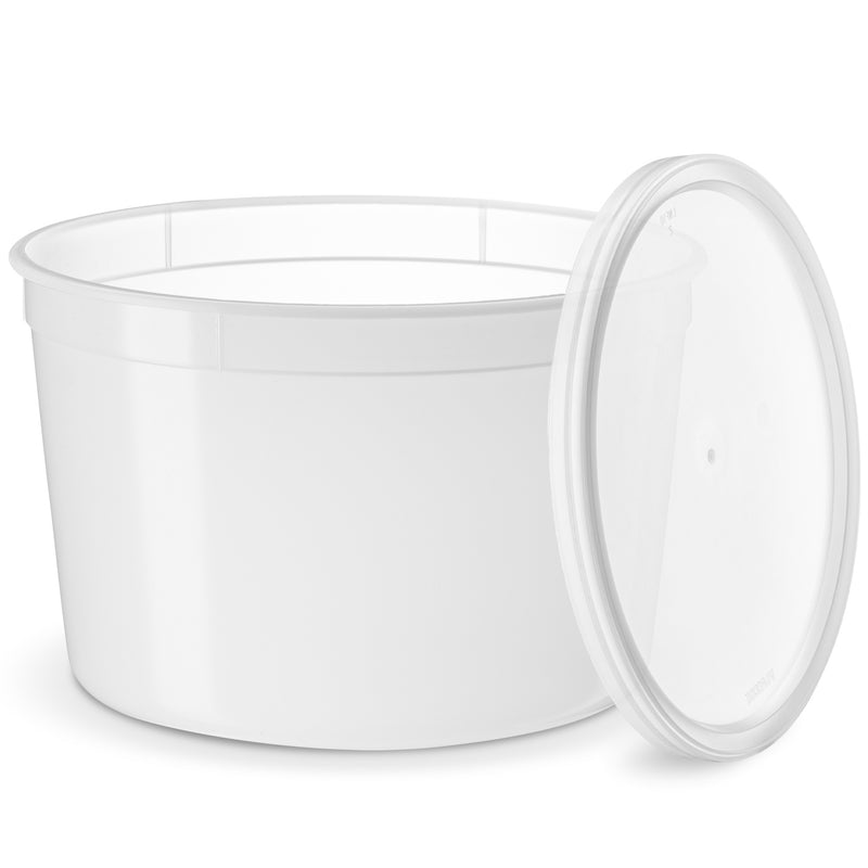 64 oz. (1/2 Gallon) Plastic Freezer Food Storage Deli Soup Container Tubs w/ Lids