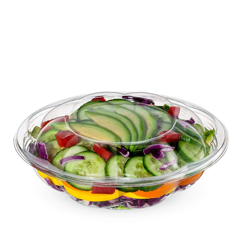 18 oz. Plastic Salad Bowls To Go With Airtight Lids - Comfy Package