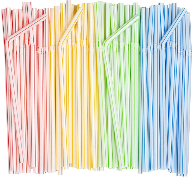 Comfy Package Striped Flexible Drinking Straws