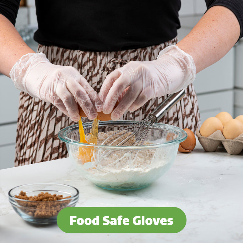 Clear Powder Free Vinyl Disposable Plastic Gloves - Large